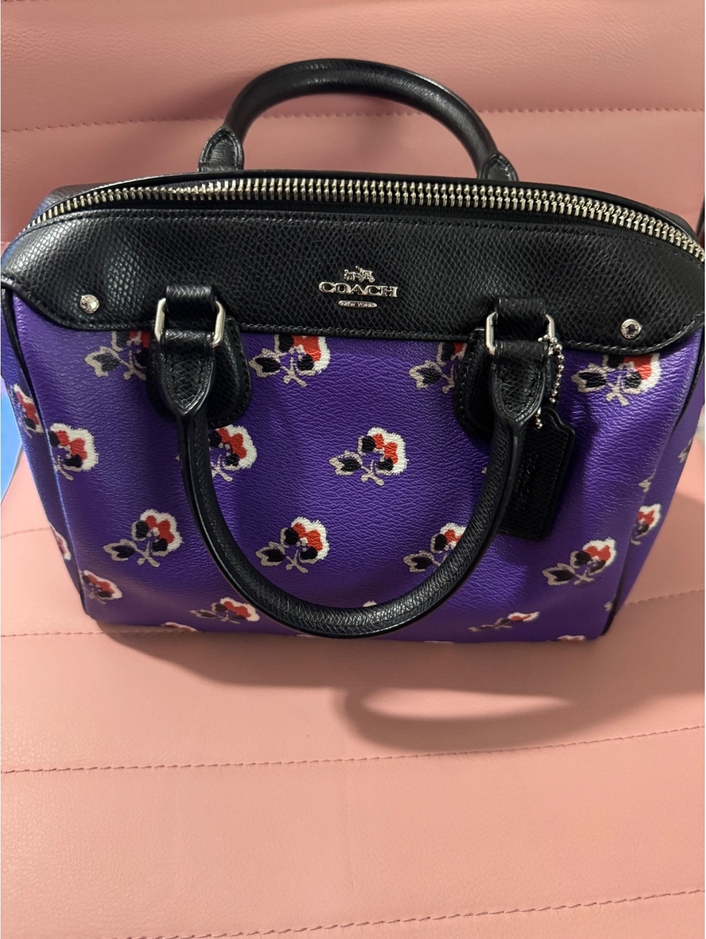 C37. Coach Mini Bennett Satchel in a purple and black leather "Bramble Rose"